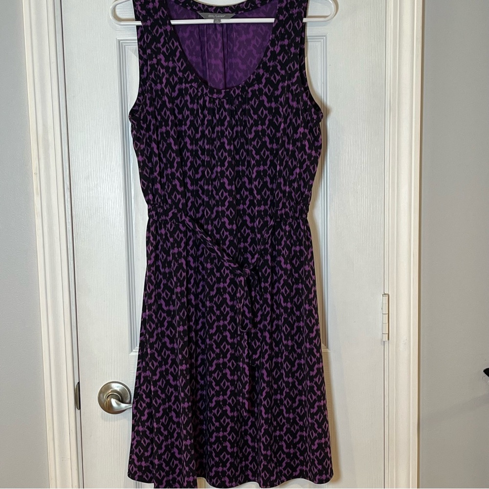 Daisy Fuentes Purple and Black Sleeveless Midi Dress Size Small